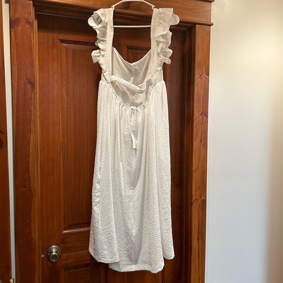 Springtime Splendor White Ruffle Backless Midi Dress Medium NEW - Picture 9 of 9